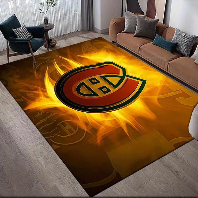 Montreal Canadiens2 Flannel Pattern Square Carpet,Area Rug,Carpet Rug for Living Room Bedroom Sofa Playroom Decor,Non-slip Floor Mat