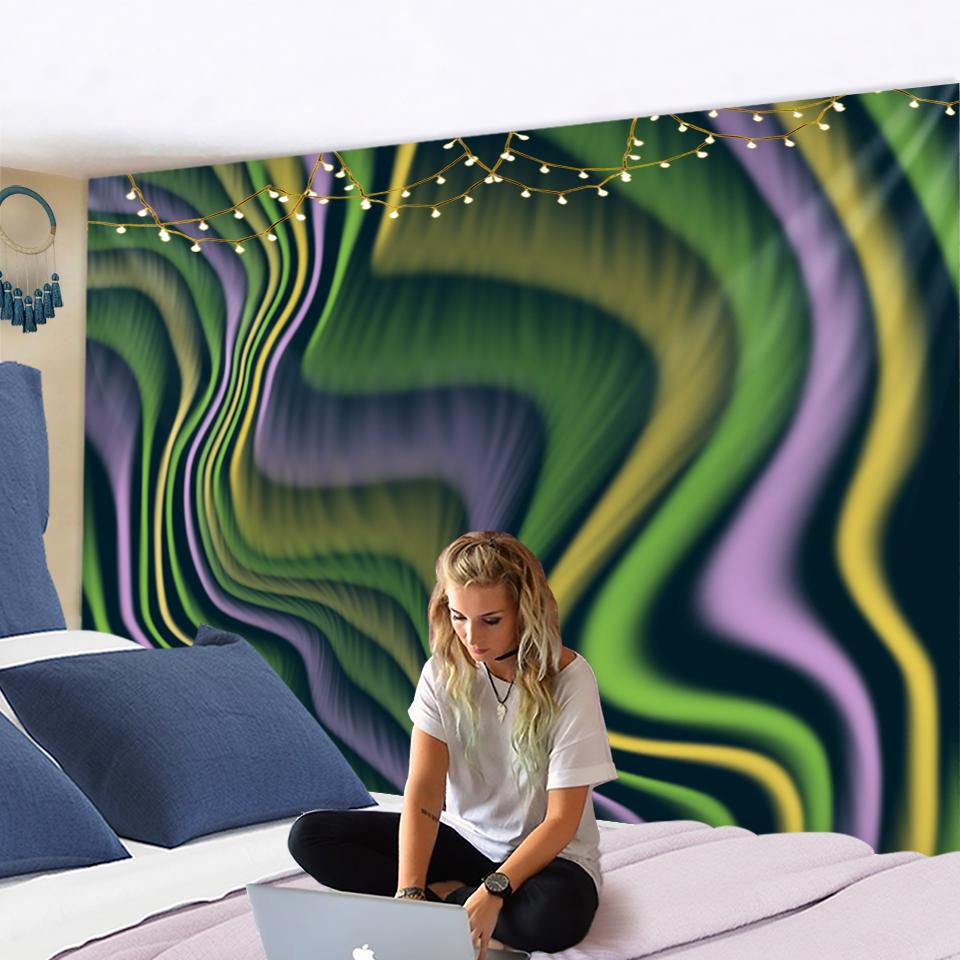 Tapiserie de Perete Linii Ondulate Psihedelice Vrăjitorie Psihedelic Hippie Boemwind Vertij Dormitor Cameră Decor Acasă
