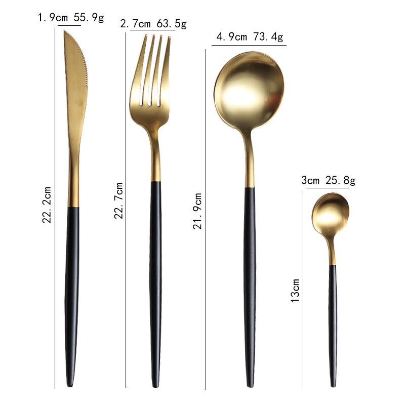 Stainless Steel Thick Portuguese 24-Piece Set Wooden Box Spray Paint Steak Knife and Fork Spoon Gift Set