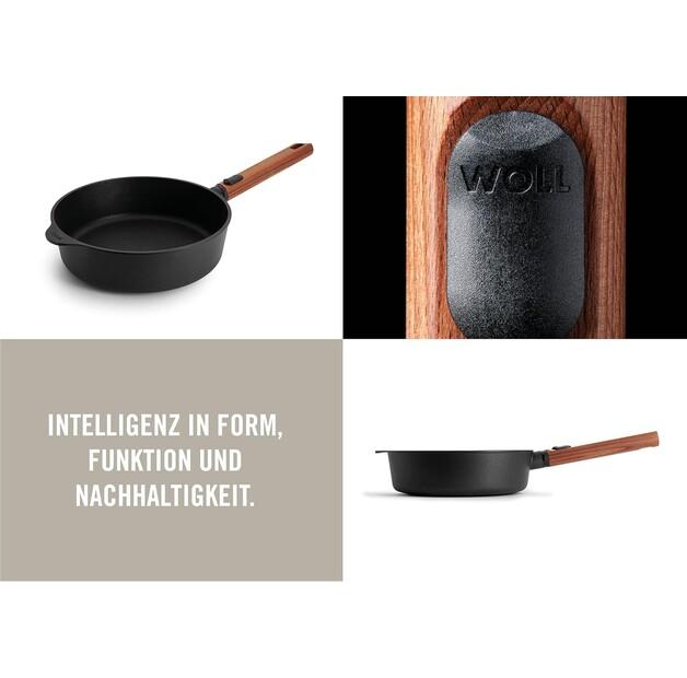 Woll Eco Logic QXR Frying Pan with High Sides for Induction Hobs 24 Cm with Detachable Wooden Handle (1724WLCI-Q)