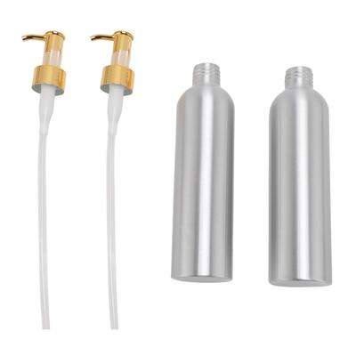 2Pcs Aluminum Lotion Pump Bottle Reusable Pump  Empty Cosmetic Dispenser Container for Shampoo C