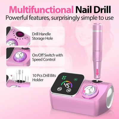Rosa Elektrische Nagelfräser Maschine ABS Efile Nagelfräser Tragbare Nagelfräser Maschinen Zuhause