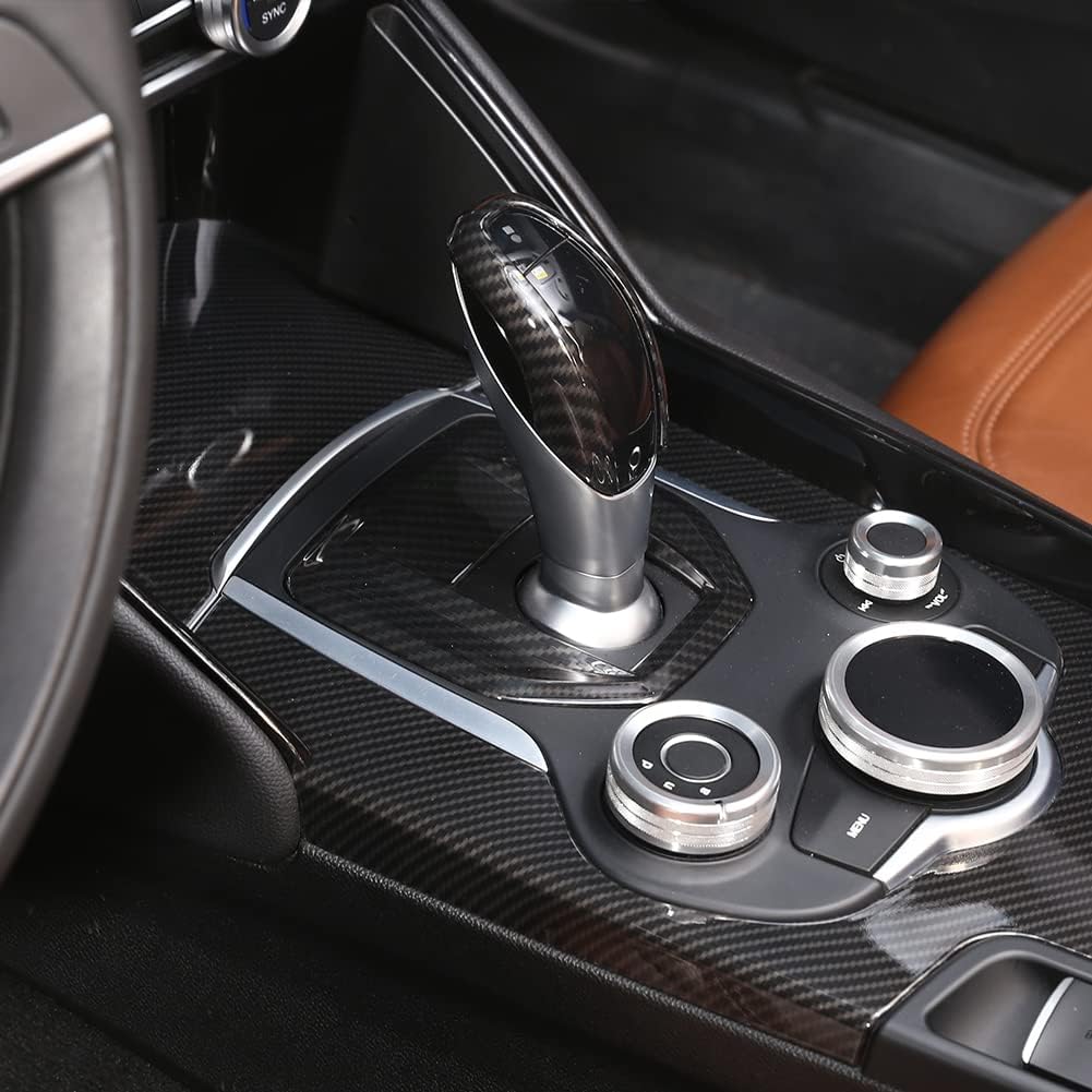 TOYCIDFG Car Gear Shift Panel Base Cover Trim Compatible with Alfa Romeo Giulia 2017-2019, Car Decoration Accessories (Carbon Fiber Pattern)
