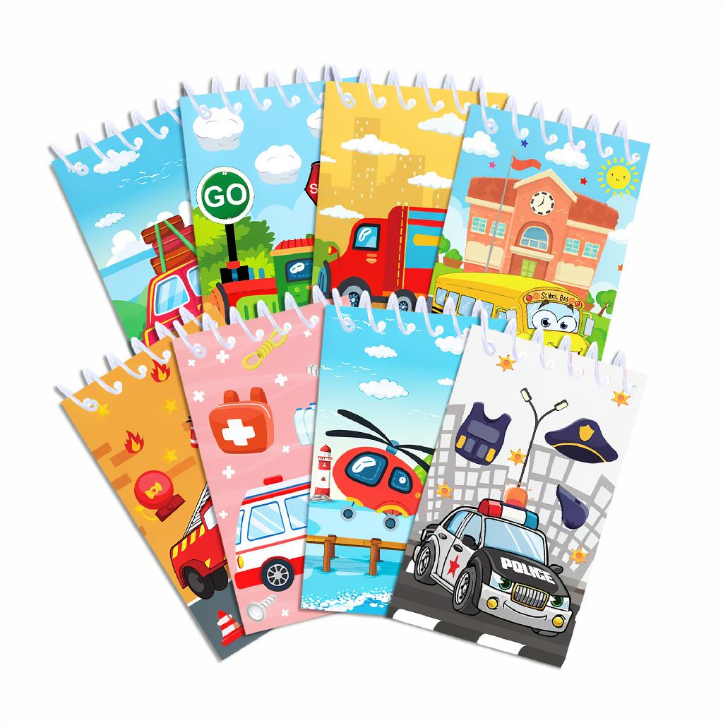 8 ks 10x6cm Mini spirálový zápisník do vozidla Školní potřeby Auto Nákladní auto Autobus Poznámkový blok Odměny do třídy Výplně do dárkových tašek