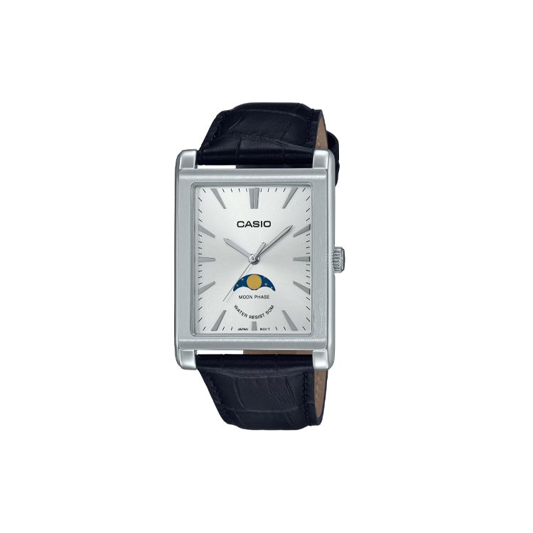 

Casio Standard Series 50M Water Resistant Quartz Movement Leather Strap Watch Men watches Silver MTP-M105L-7AV Silver Dial