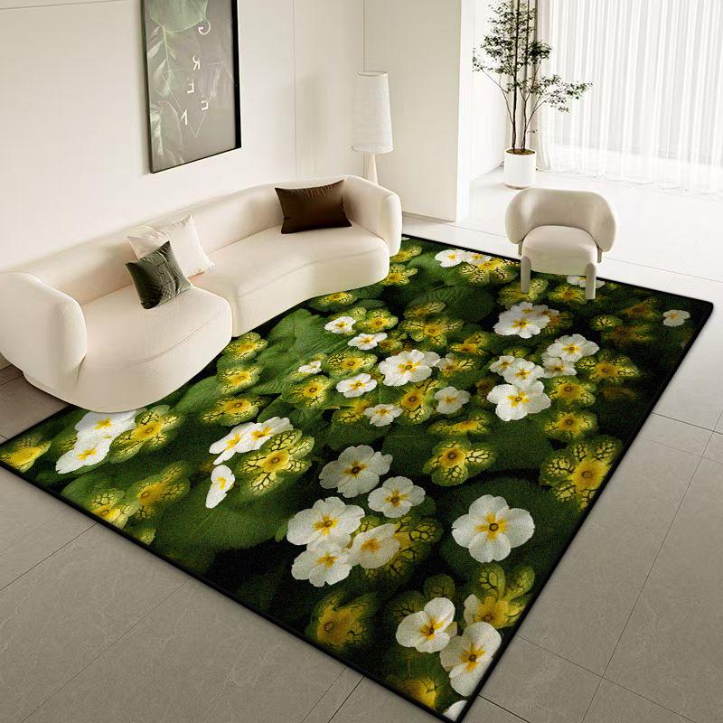 Modern Plant Pattern Large Rugs for Living Room Flower Design Room Decor Soft Bedroom Carpet Entrance Door Mat Machine Washable