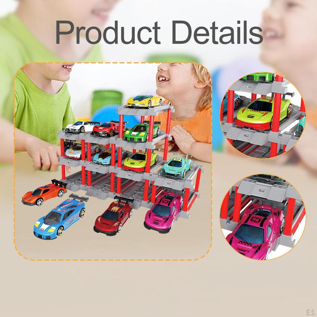 Rückziehautos Diecast-Fahrzeuge, Interaktives Tragbares Rennspielzeug mit Garage