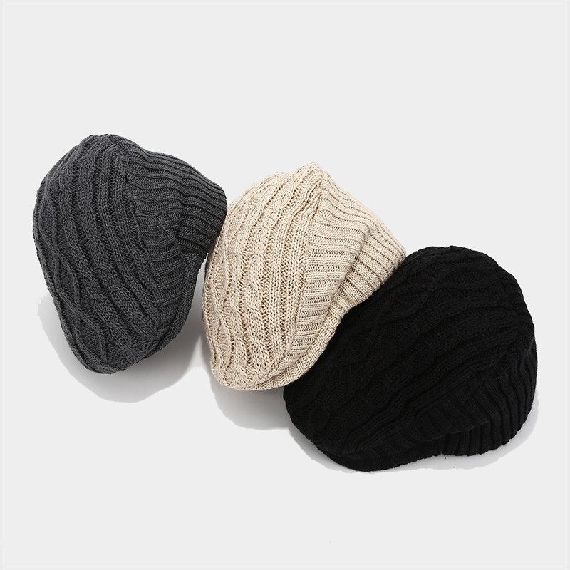 Autumn and Winter Knitted Woolen Hats Beret Caps Women Versatile Forward Hats Ear-protecting and Fleece Warm Men's Baseball Caps
