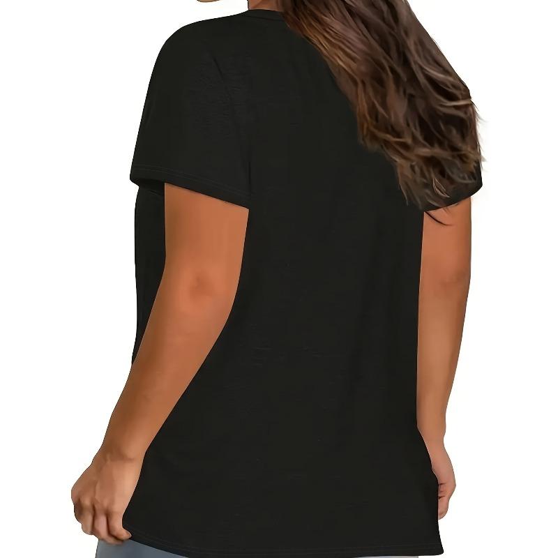 Casual Round Neck Letter Print T-Shirt, Juneteenth Celebration, Breathable & Stretchy, All Seasons European Size