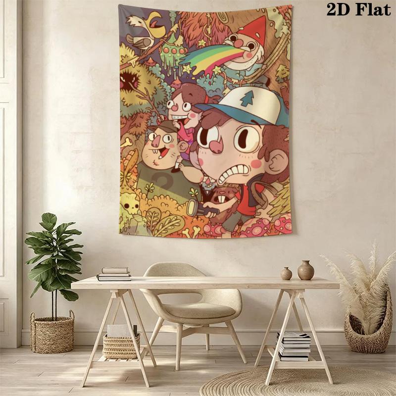 Gravity Falls Cartoon Pattern Home Decor Tapestry, Wall Hanging, Decorative RV Wall Cloth.XGT0914582