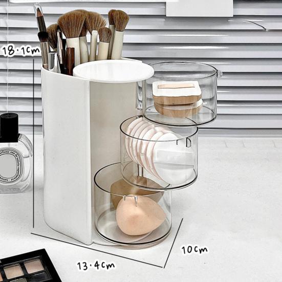 Stojan na štětce na make-up Úložný box Velká kapacita Otočný design Víceúčelový Organizér na náušnice, náramky a vlasové doplňky