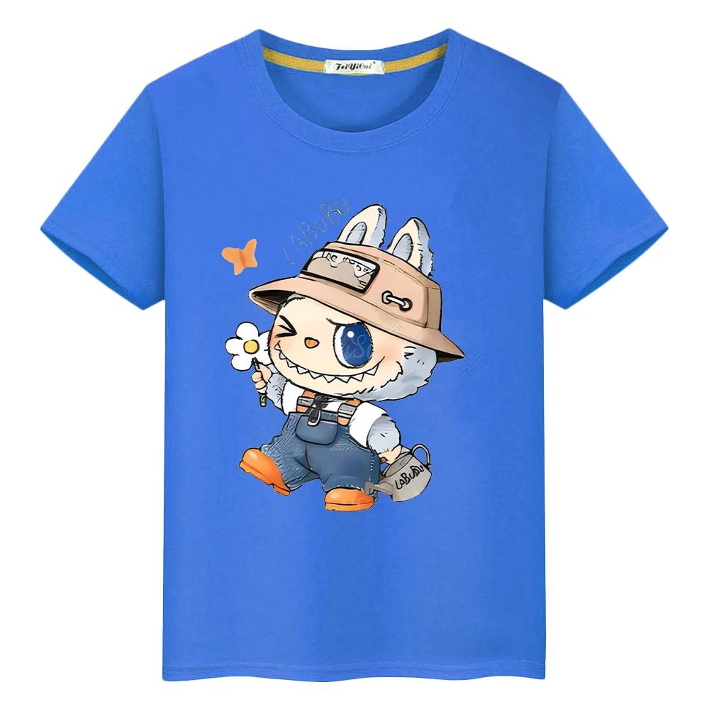Labubu 100%Cotton T Shirt for Kids Boy 10years Toddler Girl Clothes Kawaii Tops Anime Short  Pride Tshirt Y2k Kids Clothes Girls