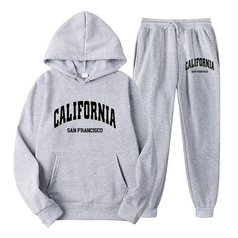 Unisex Oversized Hoodie Jogger Set Men Women Casual Sportswear Cotton Blend Warm Fleece Lined
