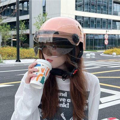 National Standard Electric Car Helmet for Women and Men All Seasons for Summer Sun Protection Cute Half Helmet Motorcycle Hood