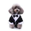 Cute Striped Dog Tuxedo Tailcoat Wedding Outfit Gentleman Pet Suit with Bow Tie for French Bulldog Halloween Costume