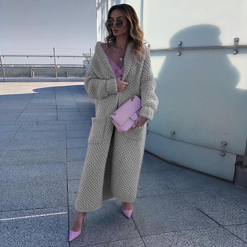 Frauen Frühling Herbst Mit Kapuze Strickjacke Pullover Stricken Pullover Einfarbig Warm Halten Pullover Lose Beiläufige Mode Langarm Pullover