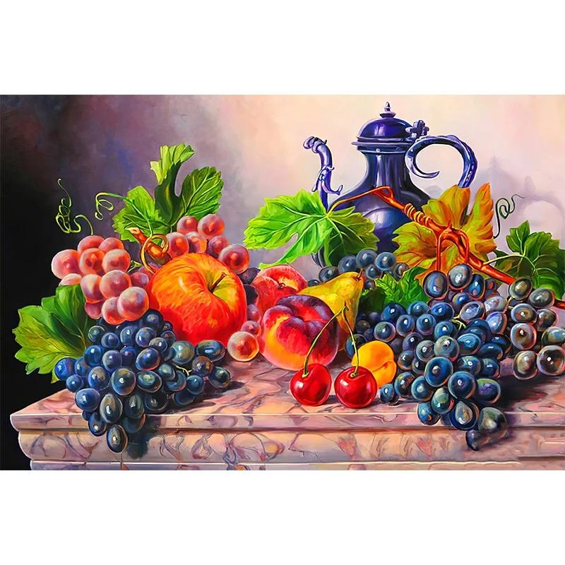 Nordyckie Warzywa i Owoce w Koszyku Plakat Kolorowa Sztuka Ścienna z Jedzeniem Obraz na Płótnie do Dekoracji Jadalni Kuchni Cuadros