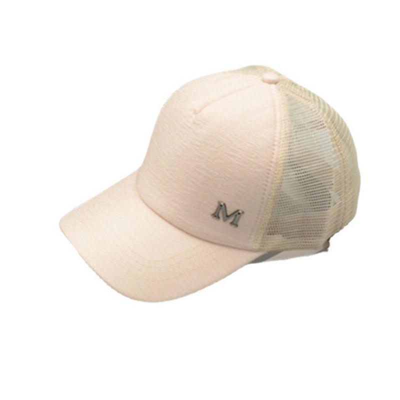 Women's M Letter Mesh Baseball Cap Breathable Trucker Hat Adjustable Summer Sun Hat