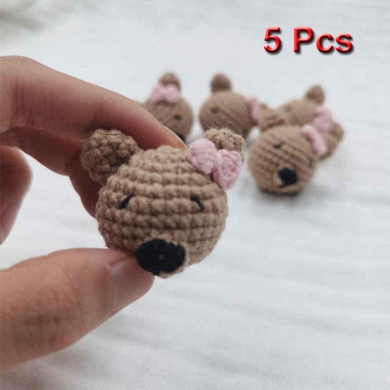 5pc Crochet Beads Animal Rabbit  Chewable Beads DIY Wooden Teething Knitting Beads Jewelry Crib Sensory Toy Baby Teether