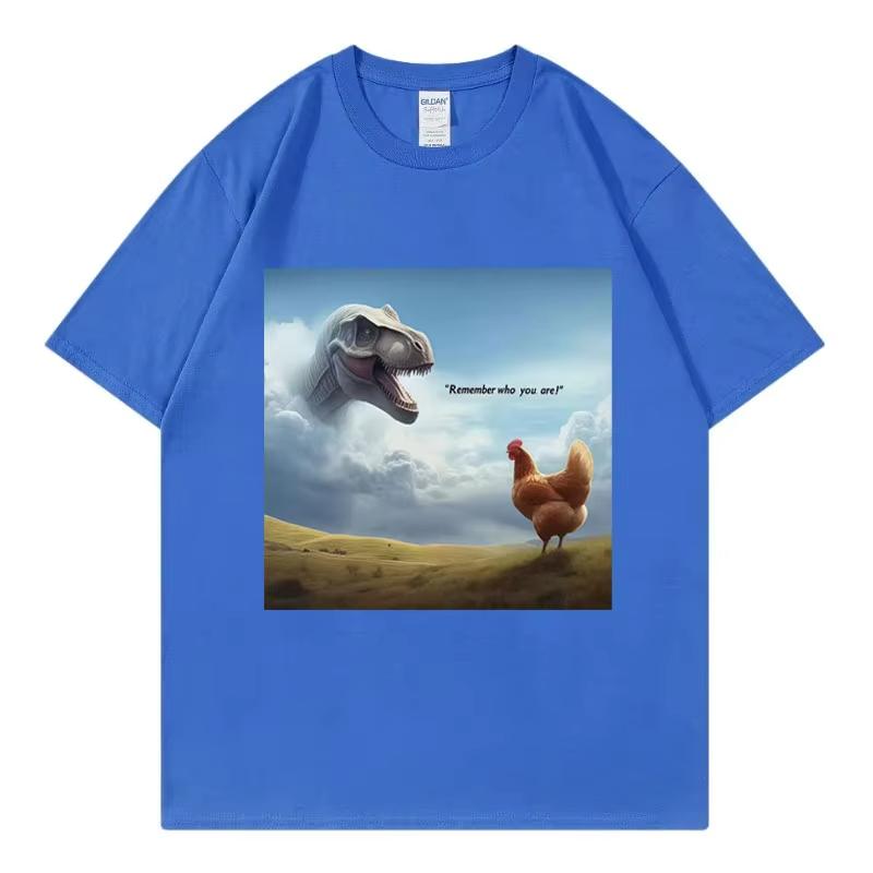 Denk daran, wer du bist! Dinosaurier Huhn Lustige T-Shirts High Street Mode Trend T-Shirt Männer Frauen Lässige Kurzarm T-Shirts