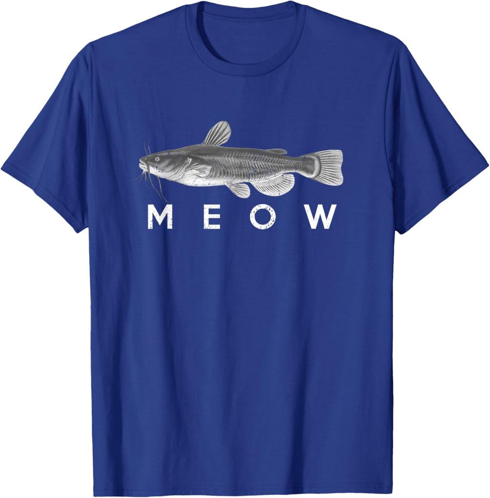 T-shirt Graphique Poisson-chat Miaou Jeu de Mots Drôle Pêcheur Amoureux Cadeau T-shirt
