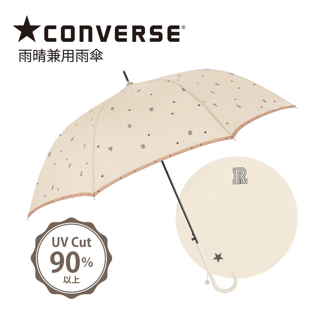 Ogawa Converse Long Umbrella for Men and Women, UV Protection, 60cm, 7 Ribs, Water-Repellent, Jump-Style, Random Logo, 20160