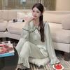 Ice Silk Pajamas Women's Spring and Autumn New Doll Collar Sweet Princess Style High-end Long-sleeved Trousers Loungewear Set