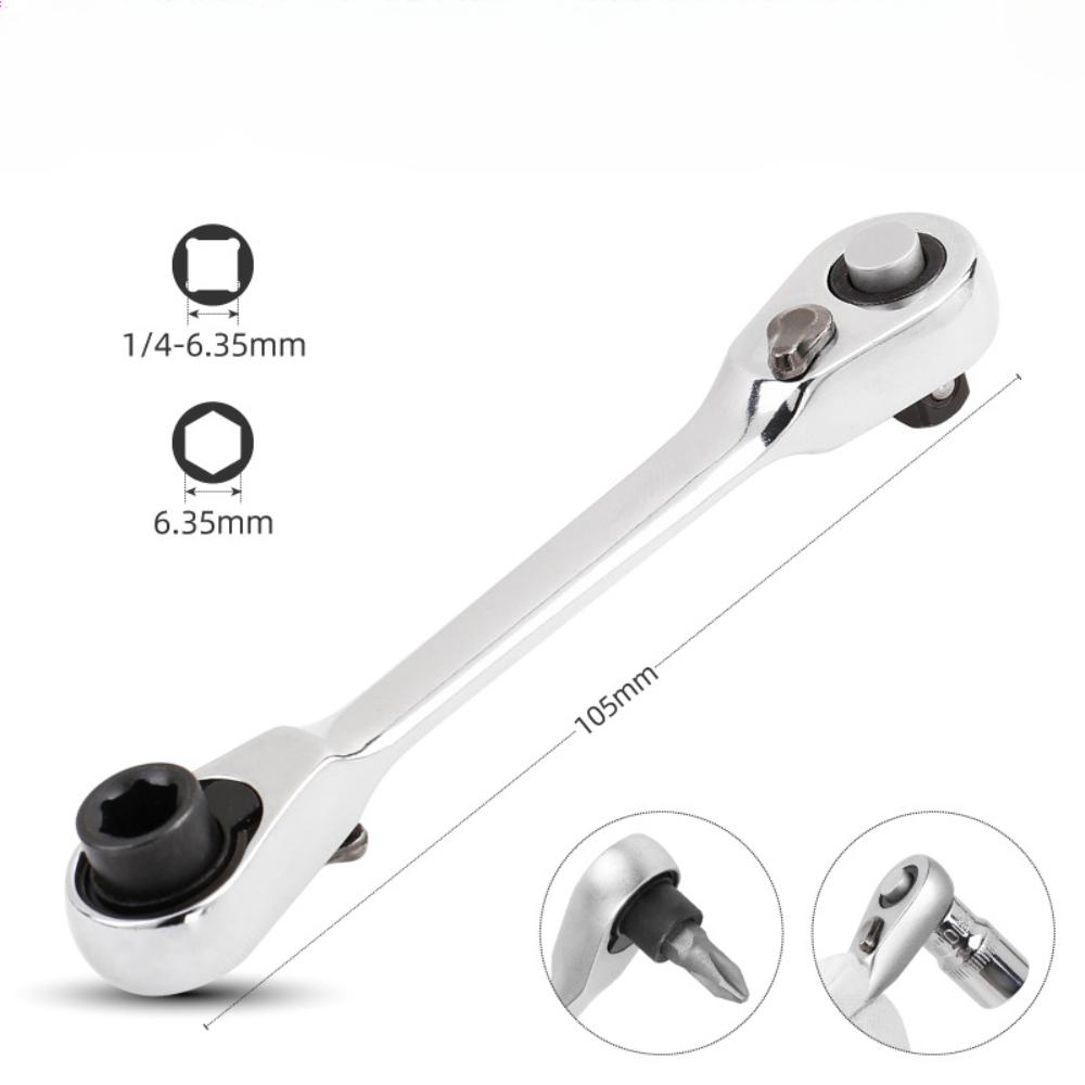 Mini 1/4 inch Double Ended Quick Socket Ratchet Wrench Rod Screwdriver Bit Tool Contain 1 x Ratchet Handle Wrench Tool Parts