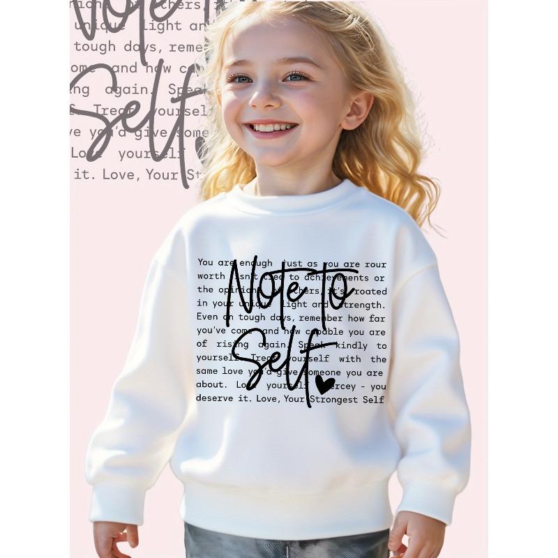 European sizes Kids Self-Love Positive Affirmations Sweatshirt - Embrace Your Worth Cute Smiling Face & Self-Love Phrases - Soft Loose 110 белый