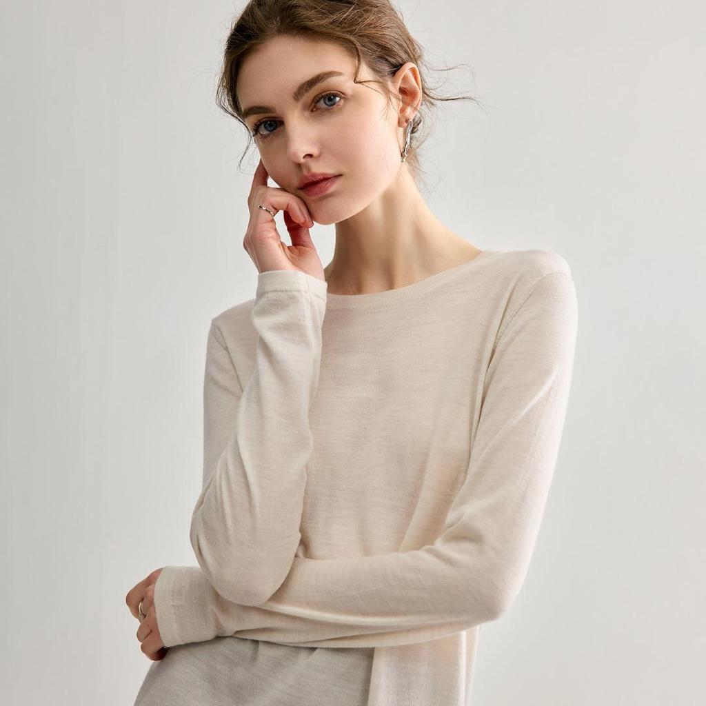 Yangzi Zhang Women's Versatile Fine Knit Wool Sweater - Loose Fit, Round Neck, Long Sleeve