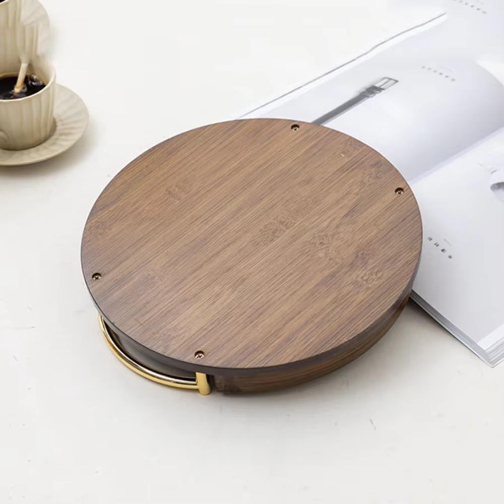 Household Bamboo Light Luxury Tea Set Tray Simple Style Round Fruit Tray Vintage with Handle Tableware Tray Afternoon Tea