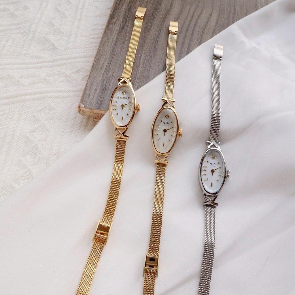 Niche Popular Retro Style Oval Luxury Diamond-Encrusted Women'S Watch Small Temperament Does Not Fade Quartz Watch