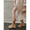 Long Boots Thick Heel Heightened Thick-soled Boots Elastic Stacking Boots