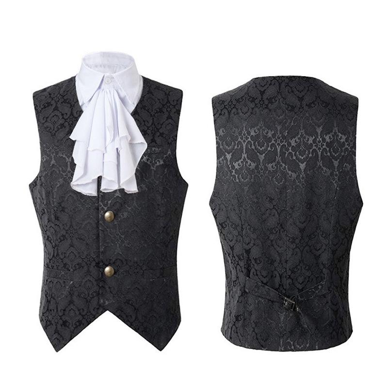 Vest Men Renaissance Steampunk Coat Gothic Jacquard Waistcoat Single Business Suit