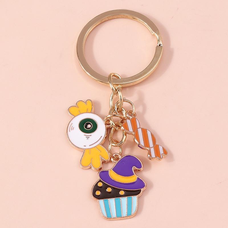 Cute Enamel Halloween Keychain Ghost Bat Pumpkin Keyring Pendants for Car Keyholder Handbag Decor DIY Halloween Jewelry Gifts