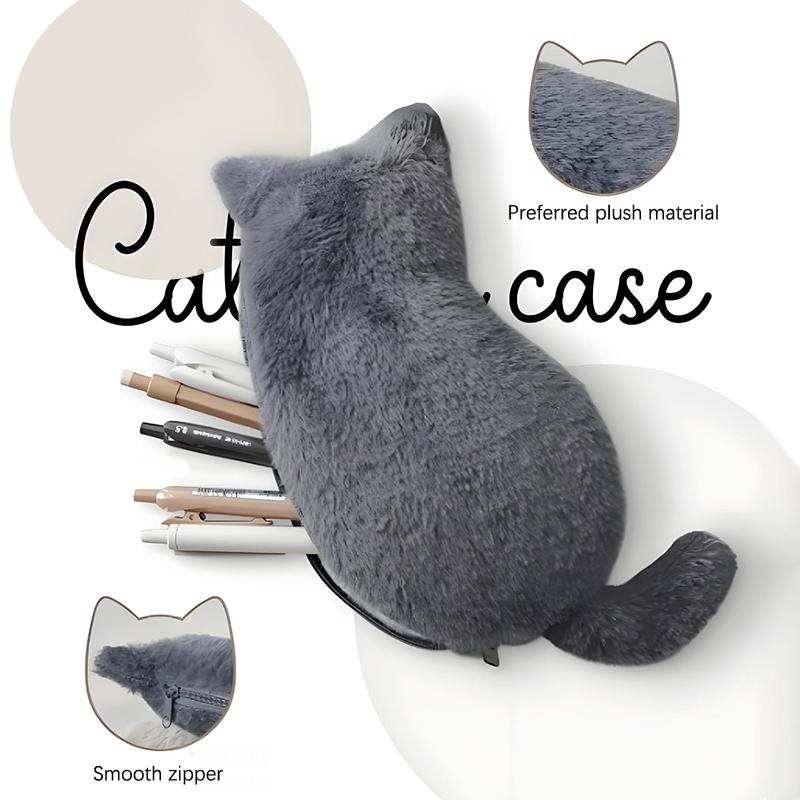 Cute Cartoon Cat Plush Pen Bag Funny Student Animal Pencil Cases Fashion Multiple Colors Available Stationery Storage Bag Gifts