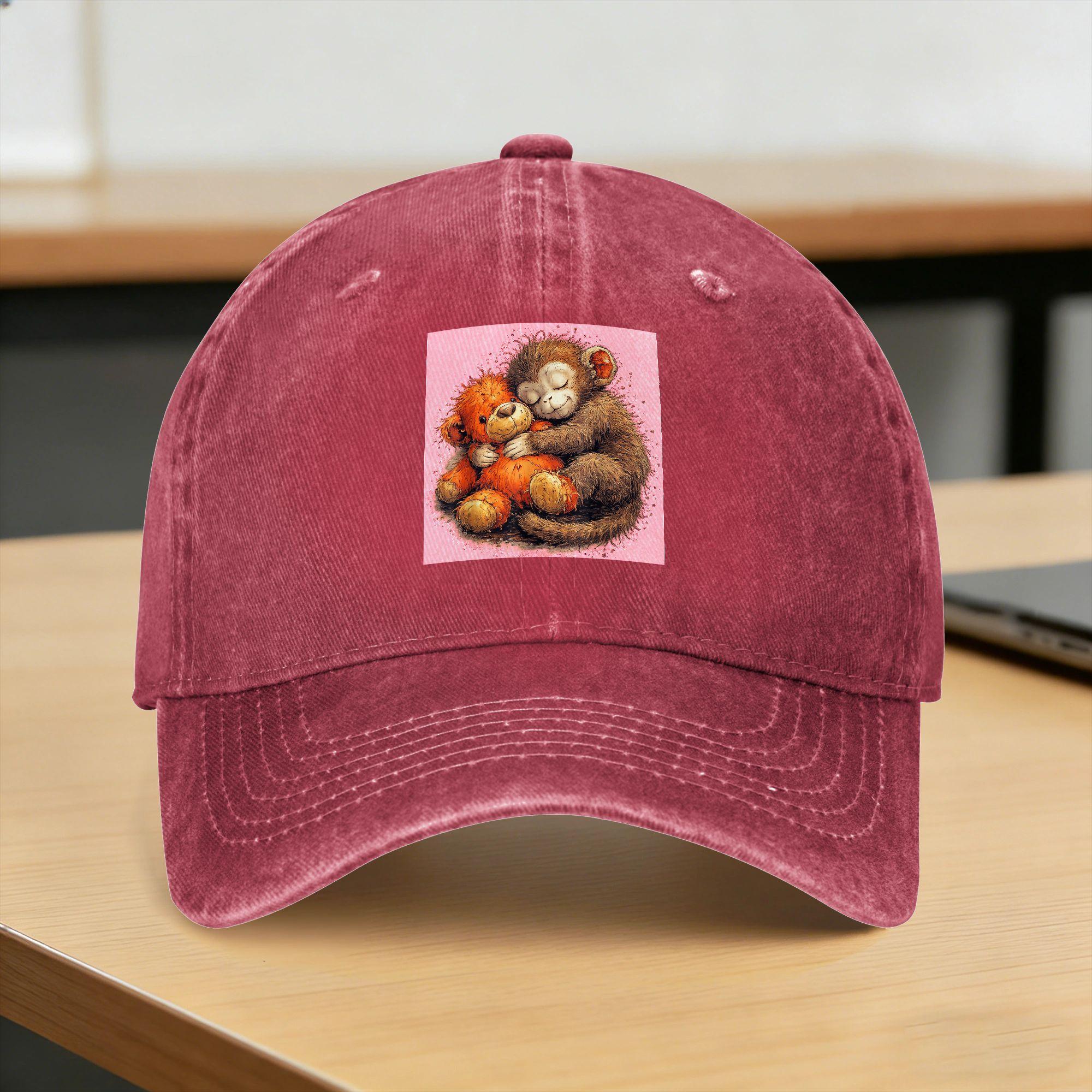 Team Punch Baby Monkey Punch Trend Meme Punch Monkey Baseball Cap Sun Outdoor Sports Hot Sale Trucker Hat Design Baseball Caps One Size