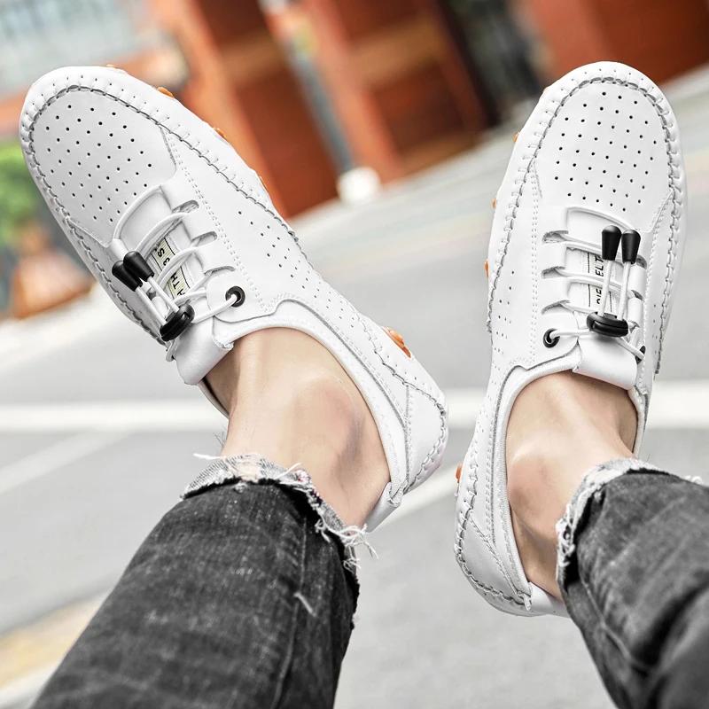 Fashion Men's Casual Summer Shoes Sneakers Men Genuine Leather New Outdoor Shoes Men Loafers Vintage Designer Leisure Big Size 38-47