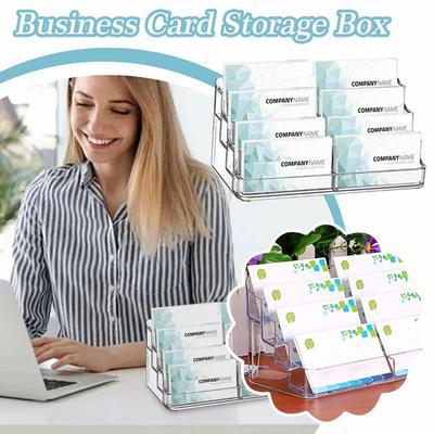 8 Slot Acrylic Business Card Holder for Desk Clear Stand Desktop Plastic Business Card Display for Exhibition, Home and Office