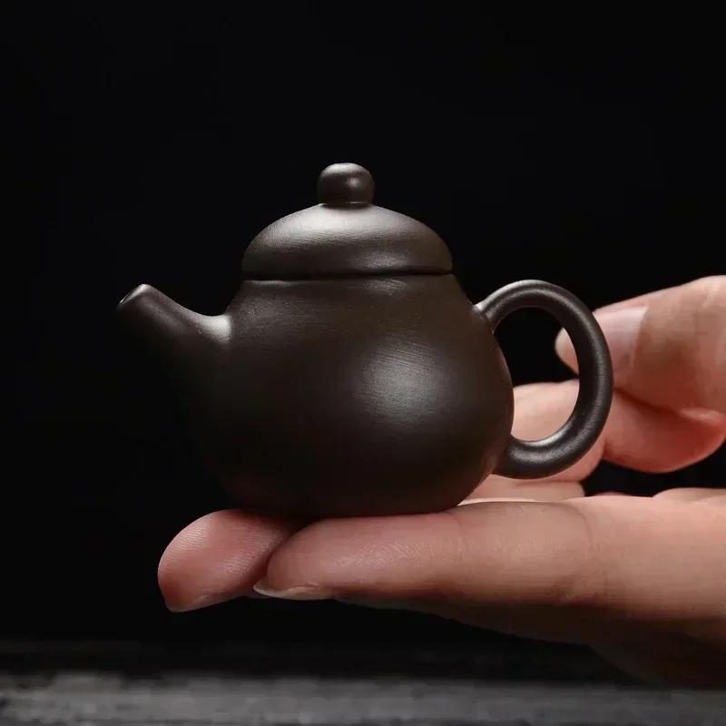 Mini Pocket Pottery Teapot Enameled Hand Teapot Handstand Fingertip Kettle Darkred Enameled Pottery Teaset Accessories Tea Pet