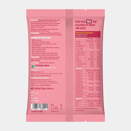 Slurrp Farm No Added Sugar Instant Wheat Apple & Banana Cereal | Free Strawberry Cereal Trial Pack | 300g + Free 50g
