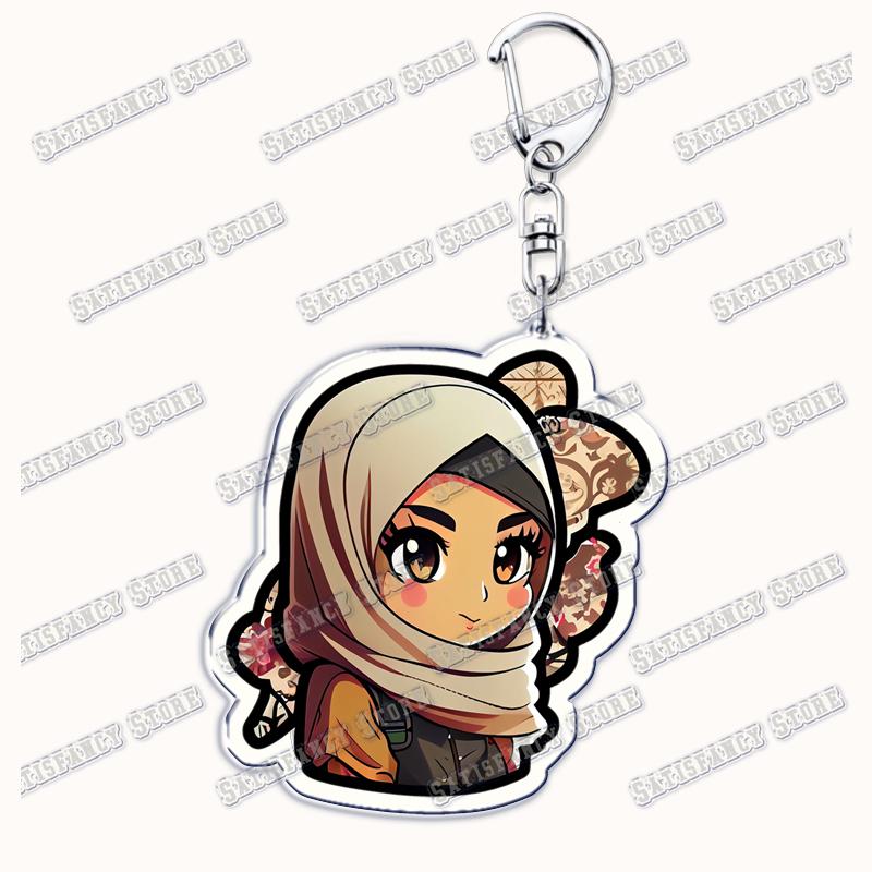 

Fashion Islam Muslim Girl Woman Keychains for Accessories Bag Ramadan Eid Mubarak Hijab Keyrings Jewelry Fans Feminism Gifts
