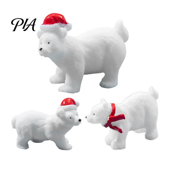 Christmas Theme Crafts Miniature Polar Bear Figurines, Durable Synthetic Resin Animal Mini Sculptures Ornaments, Decorative Accents for Fairy