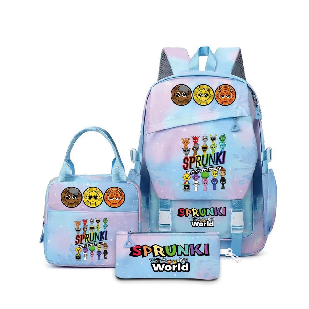 New rhythm box music game schoolbag backpack pencil bag three-piece set student heat transfer backpack