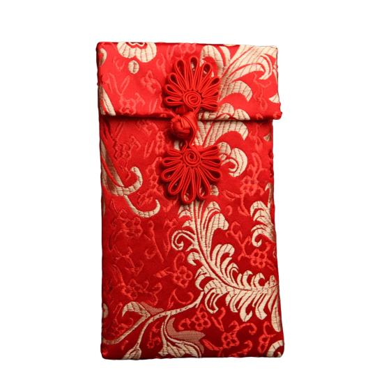 ظرف أحمر من الحرير الصناعي، ظرف أحمر للزفاف الصيني، جيب أحمر، مال محظوظ، هونغباو، ظرف نقود ورقية بفيونكة صينية، للسنة الجديدة، عيد الربيع، الزفاف