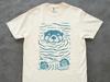 Minimalist Linocut Otter Graphic Tee - Pastel Nature Art