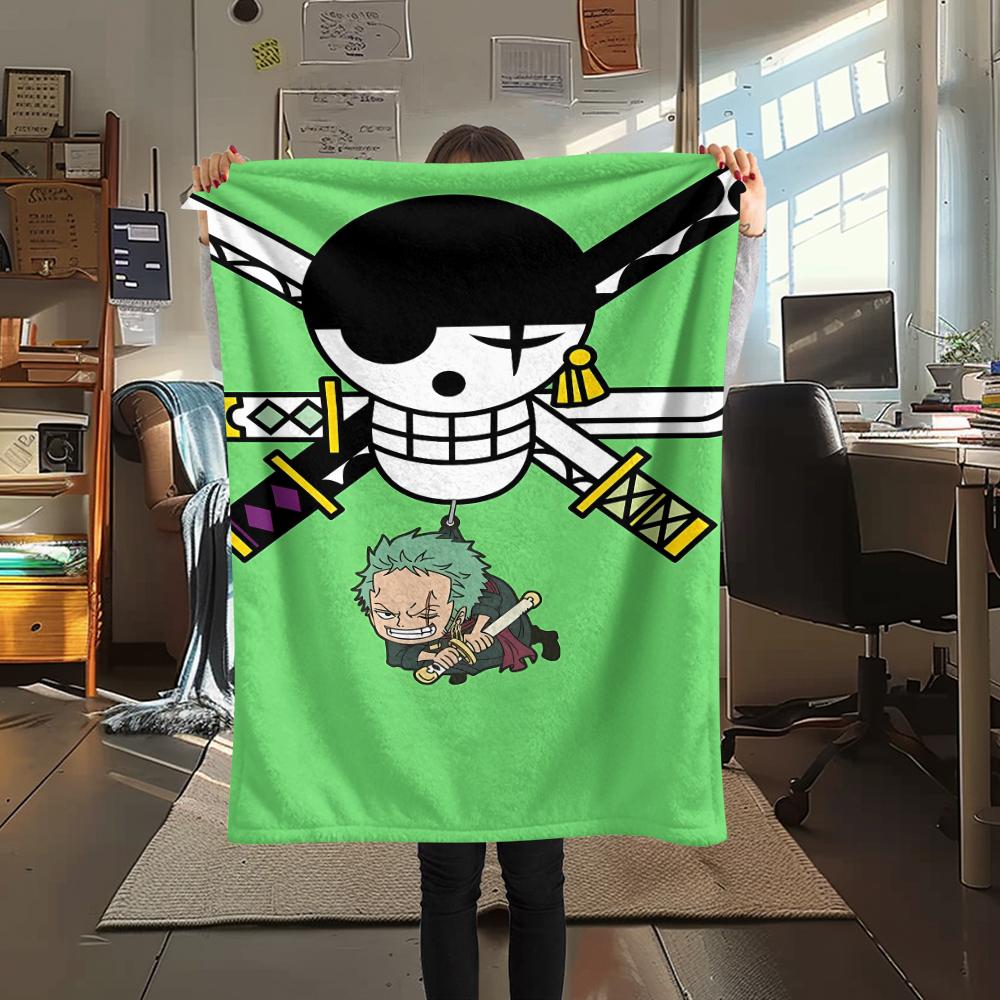 Flanelová deka s potiskem postaviček z One Piece, Vysoká kvalita, Pohodlná pro všechna roční období, Domácí dekorace, Teplo a pohodlí, Perfektní jako vánoční dárky