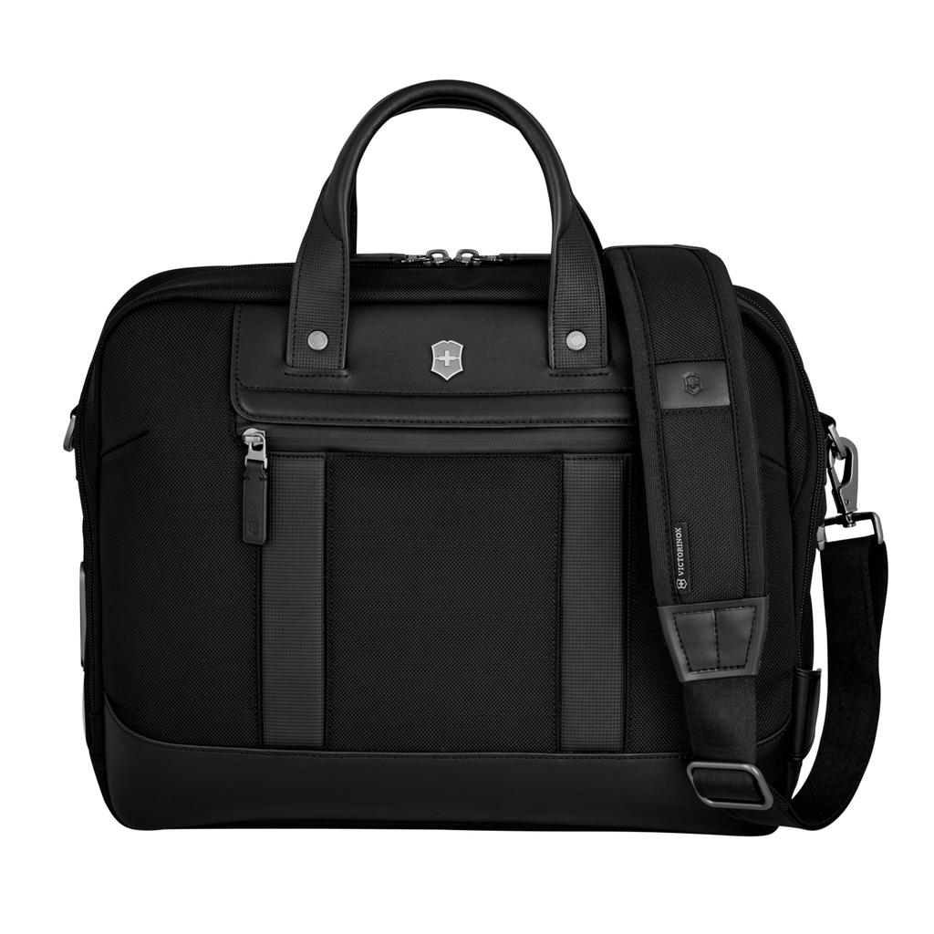 Victorinox Architecture Urban2 Briefcase Commuter Bag Laptop Sleeve Organizer Pocket Shoulder Strap Personalized 16L Black 653353 15"