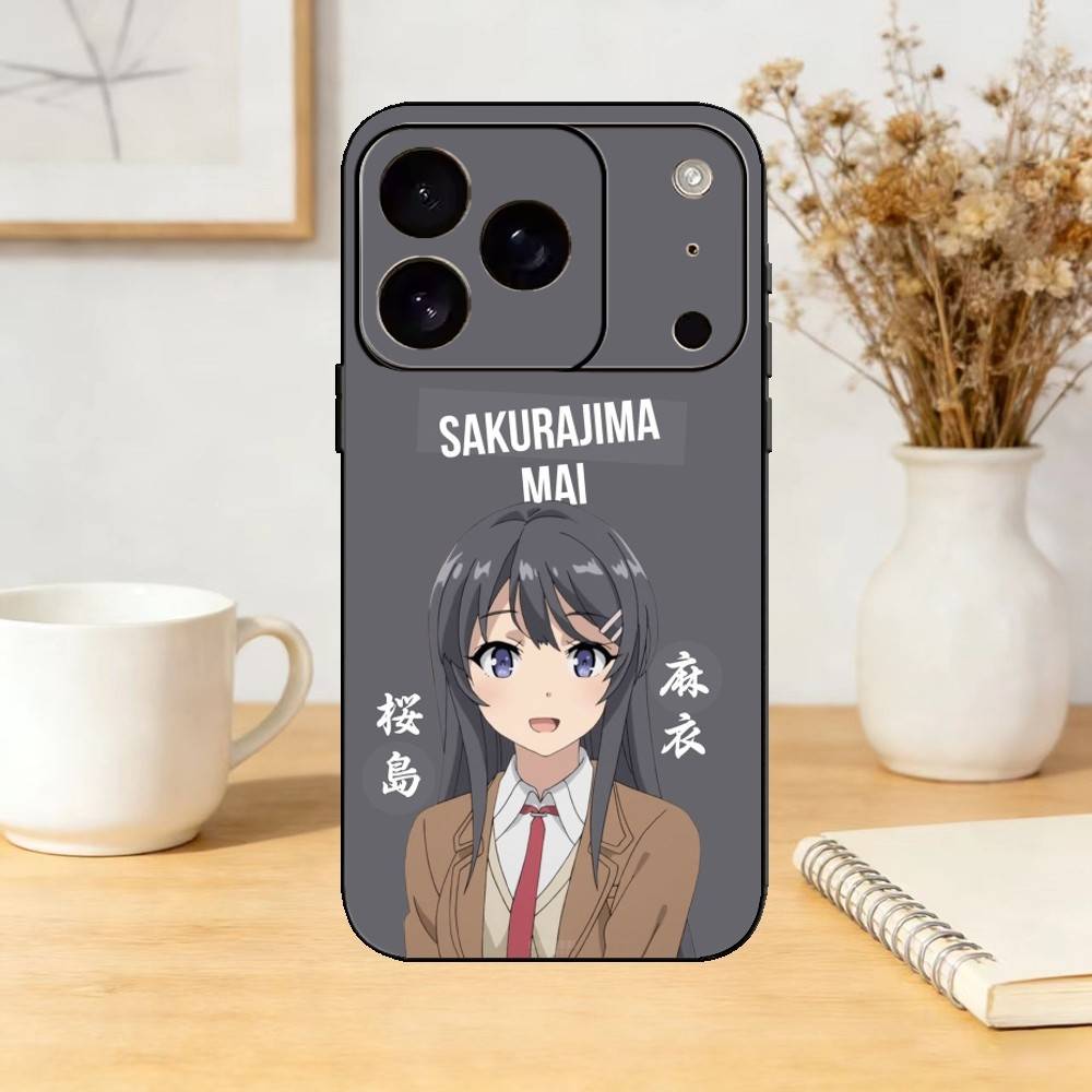 Senior S-Sakurajima Mai Phone Case For iPhone 17,16,15,14,13,12,11 Plus,Pro,Max,Mini Silicone Black Soft Cover
