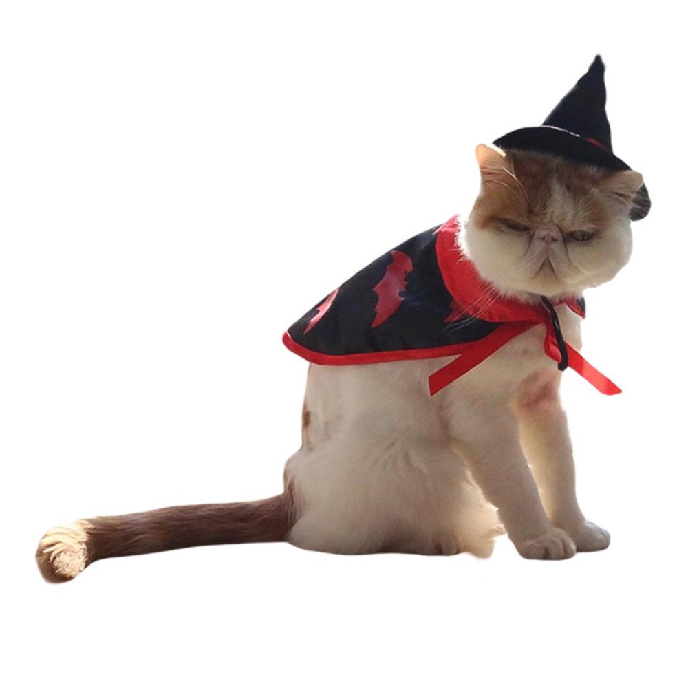 Pumpkin Pattern Halloween Cat Cloak Adjustable Breathable Halloween Dog Costume Soft Bat Cat Halloween Costume Home Decor
